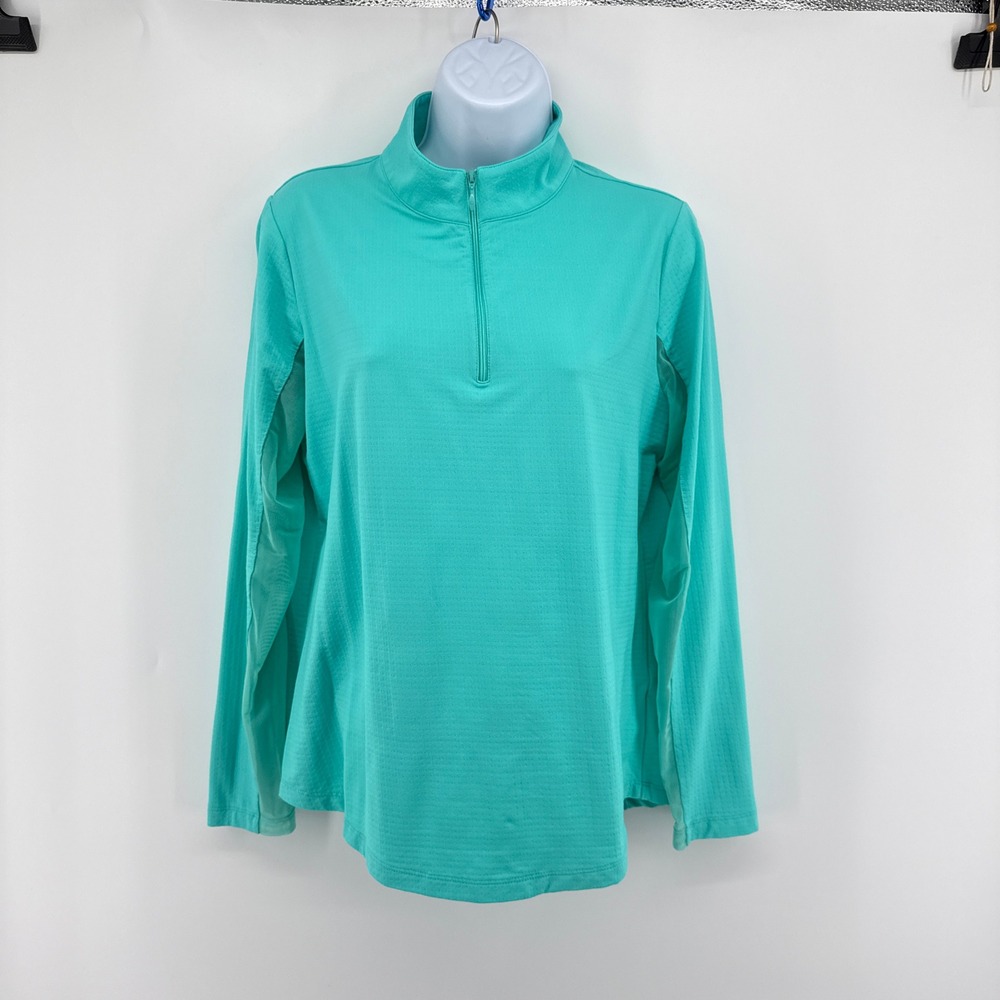 IBKUL Icefil 1/4 Zip Sun Shirt Torquoise Long Sleeve Mock Neck Top L‎ UPF 50+